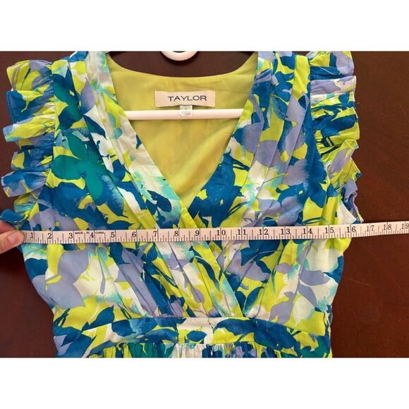 Taylor Sleeveless Abstract Floral Print A-Line V-Neck Dress Size Small - Picture 11 of 14